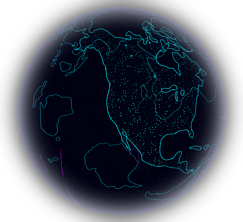 Illustration of a glowing wireframe globe representing a connected network